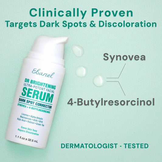Ebanel dark-spot serum texture-closeup highlights creamy consistency for easy application.