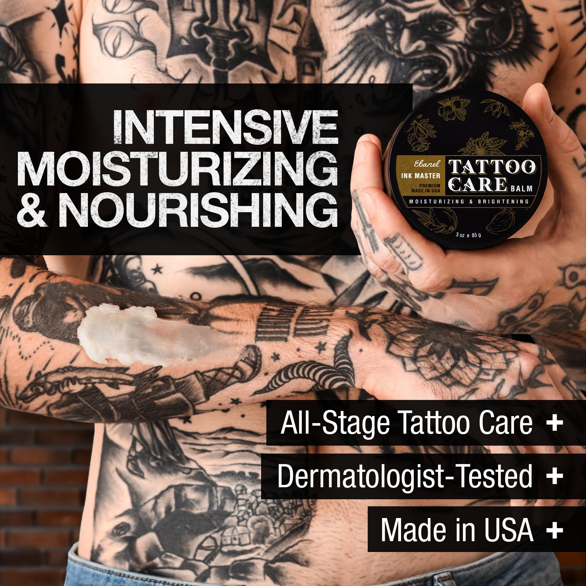 Ebanel Ink Master Tattoo Balm ingredients and texture close-up.