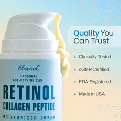 Ebanel Retinol Cream shown as dermatologist-tested product with gentle use