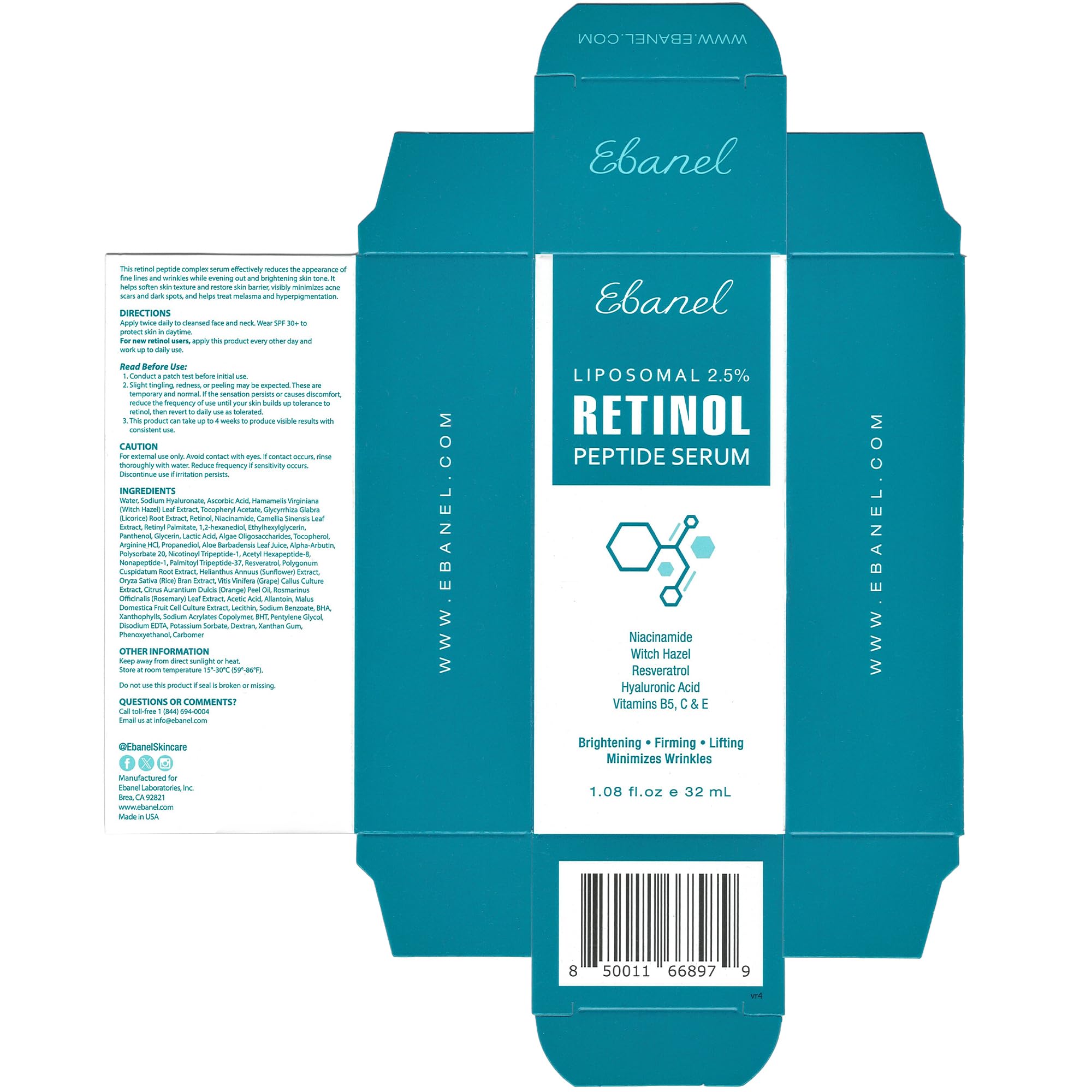 Ebanel retinol serum provides lightweight hydration for comfortable wear