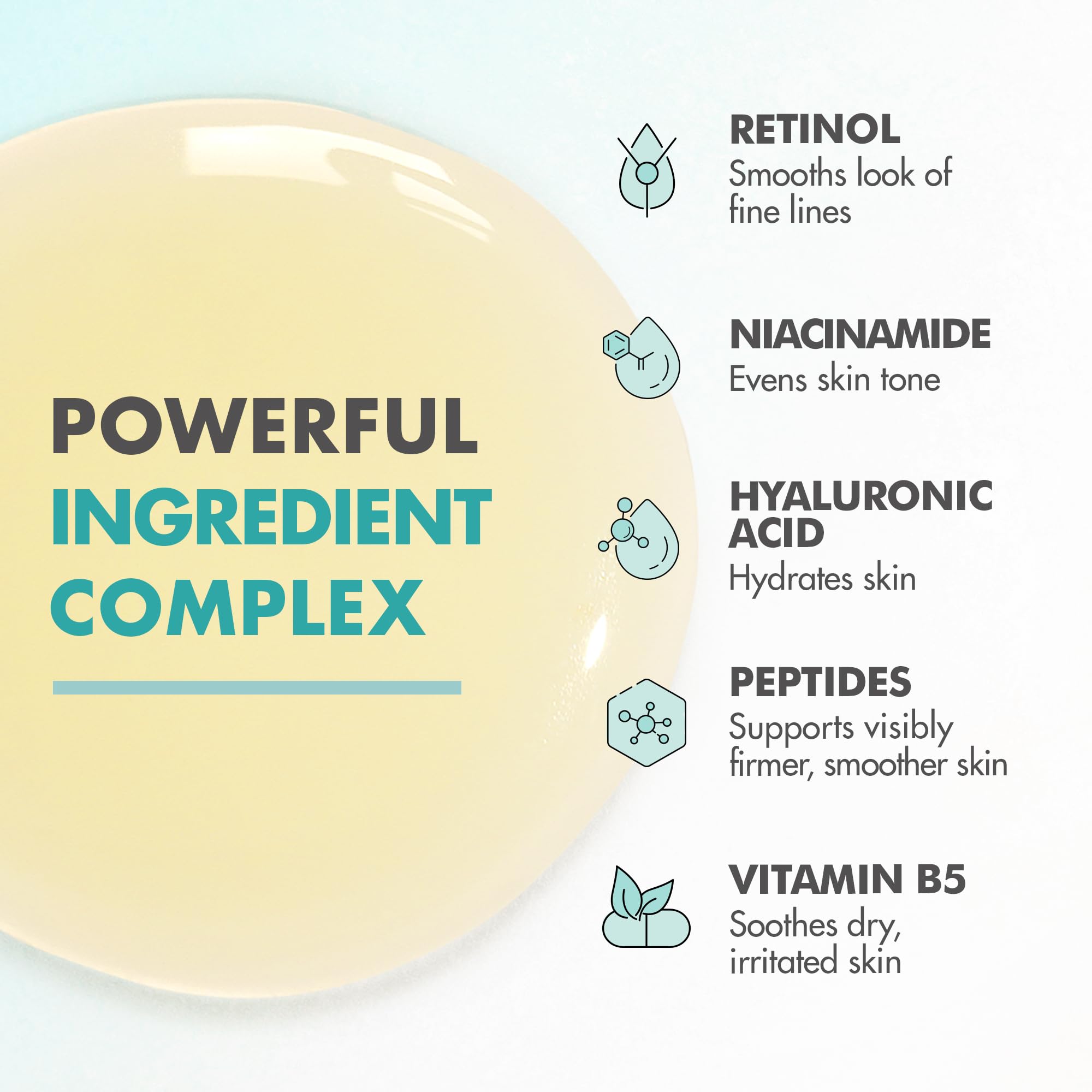 Ebanel retinol serum with peptides and hyaluronic acid emphasizes texture smoothing