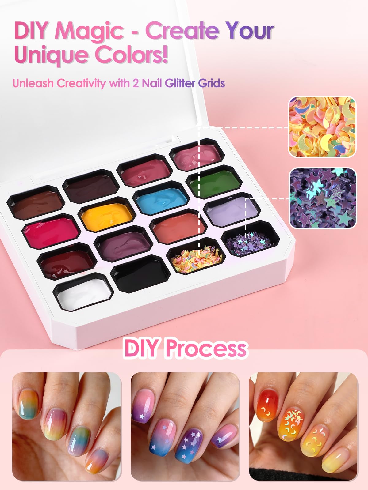 EBANKU ombre gradient nails sample showcases smooth color transition.