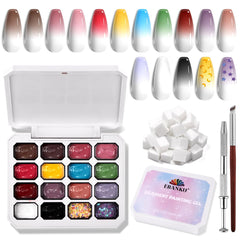 EBANKU Pat Pat Gel palette with 14 colors for vibrant ombre nails.