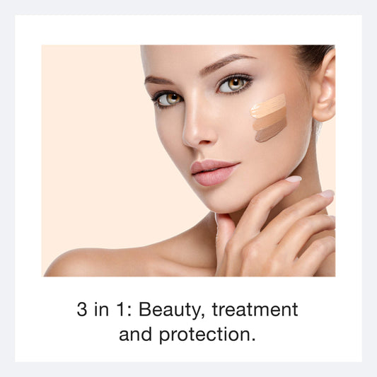 Swirl of Ecco Bella foundation demonstrating blendable coverage on skin