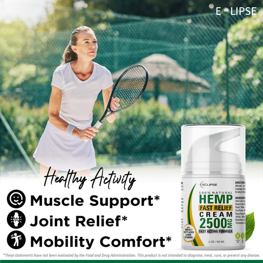 Eclipse Hemp Cream deep-penetrating formula delivers quick soothing on skin.