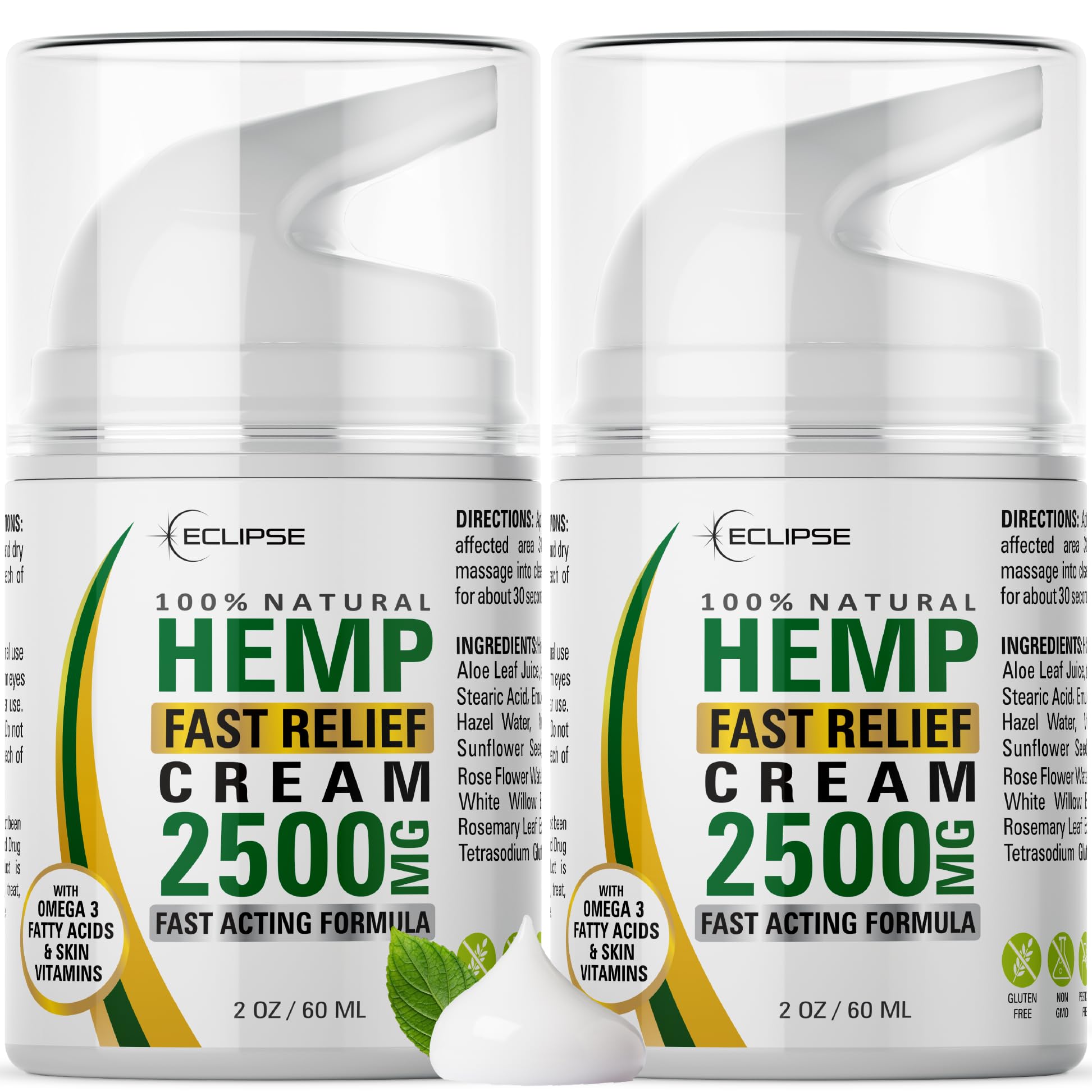 Eclipse Hemp Cream texture shows a non-greasy, fast-absorbing finish.