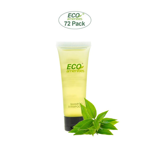 Eco Amenities bulk hotel shampoo 72-count, ready to stock for efficient guest service.