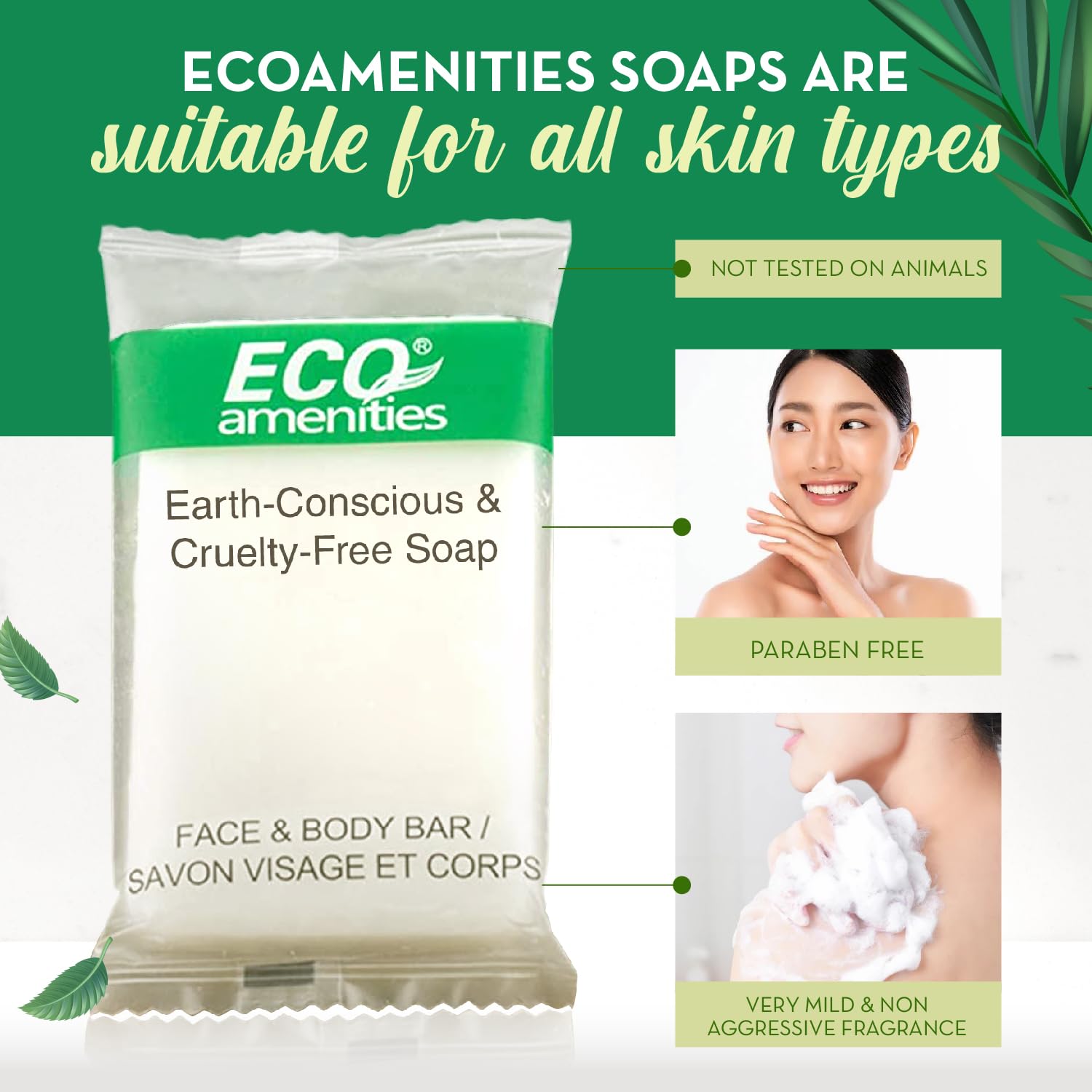 Individually wrapped bulk hotel soaps ideal for stocking.
