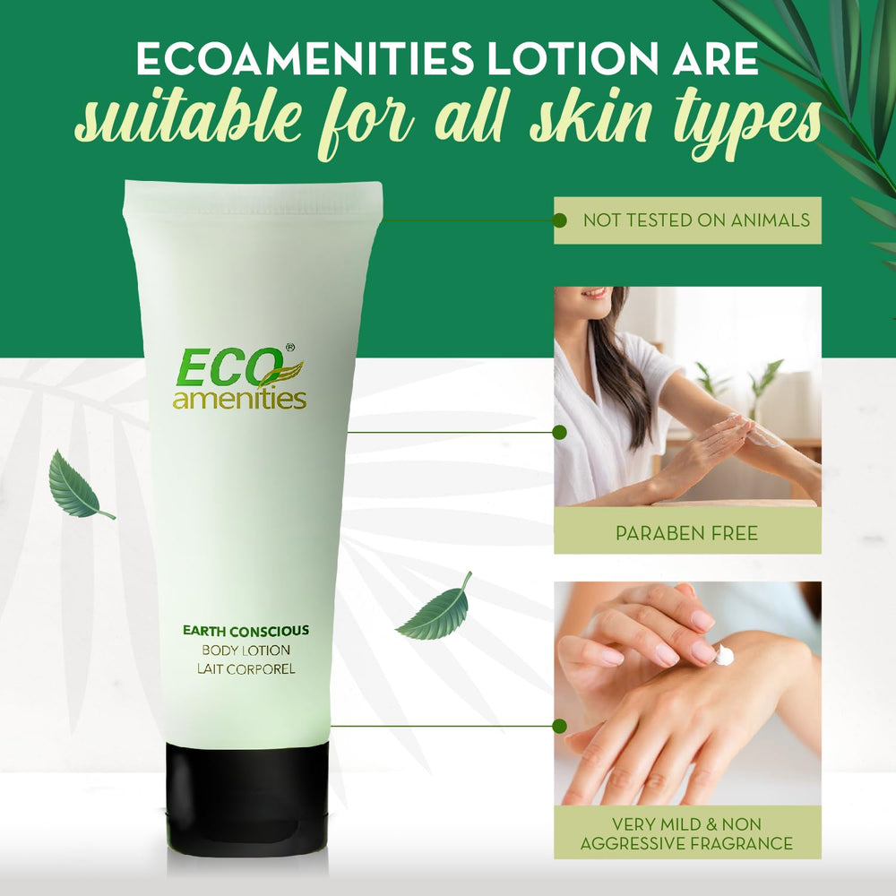 Eco Amenities green tea scented lotion provides refreshing unisex hydration.