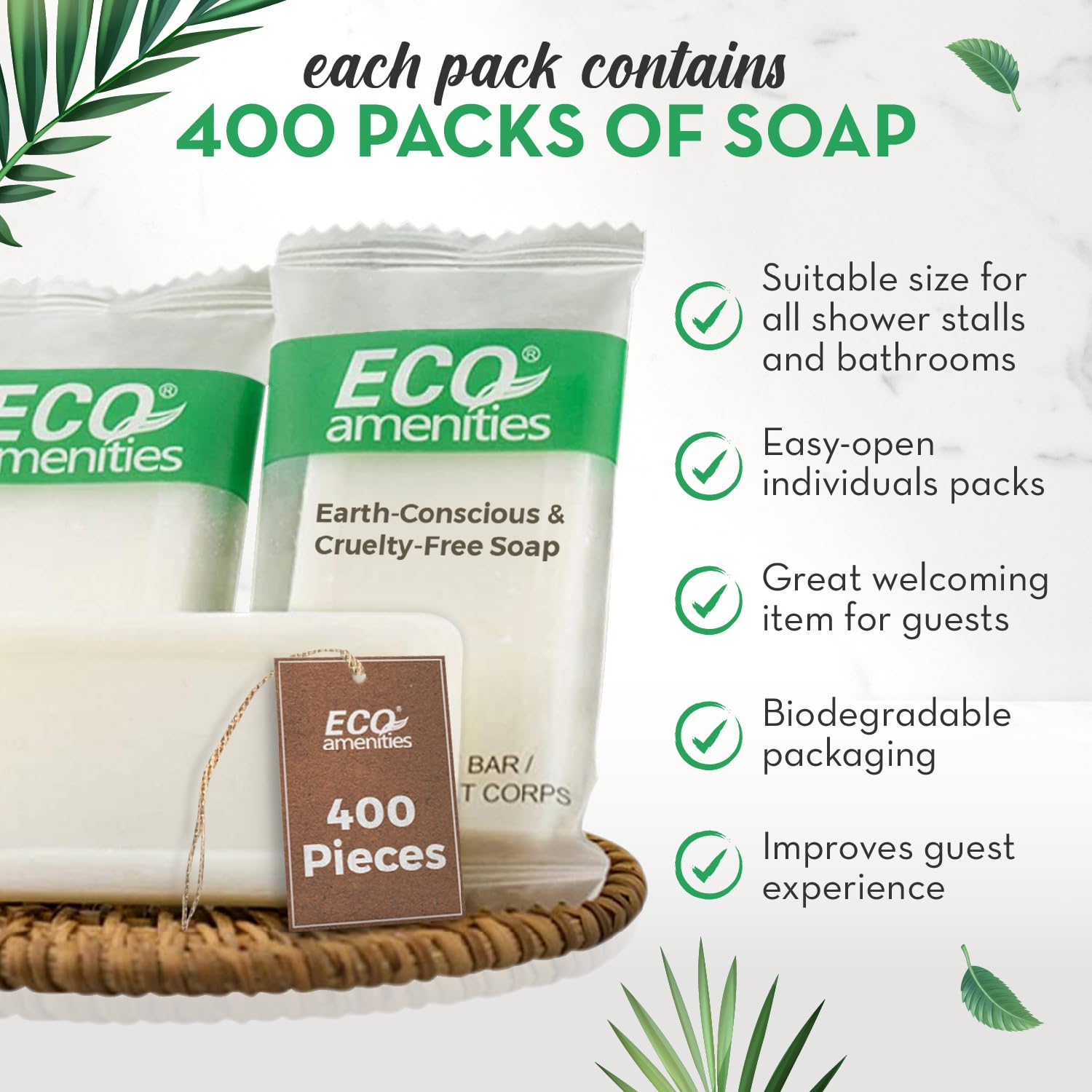 Green tea scented soap bars provide a refreshing guest experience.