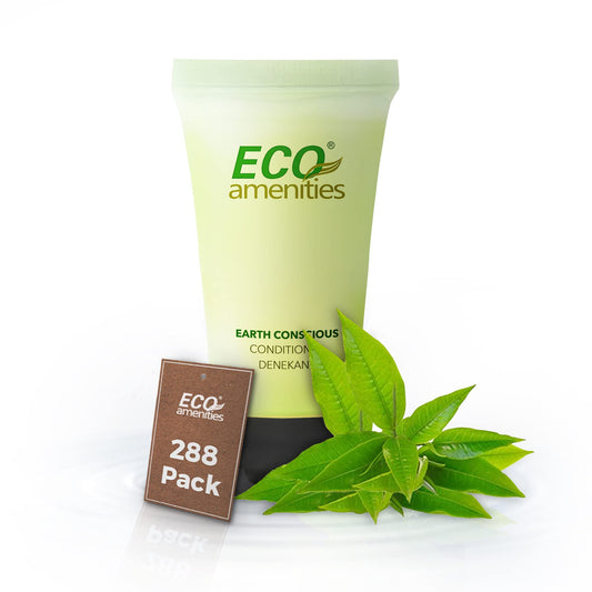 ECO Amenities travel-size conditioner tubes ready for hotel guest amenities.