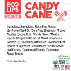 Eco Lips Candy Cane Lip Balm peppermint-vanilla scent.
