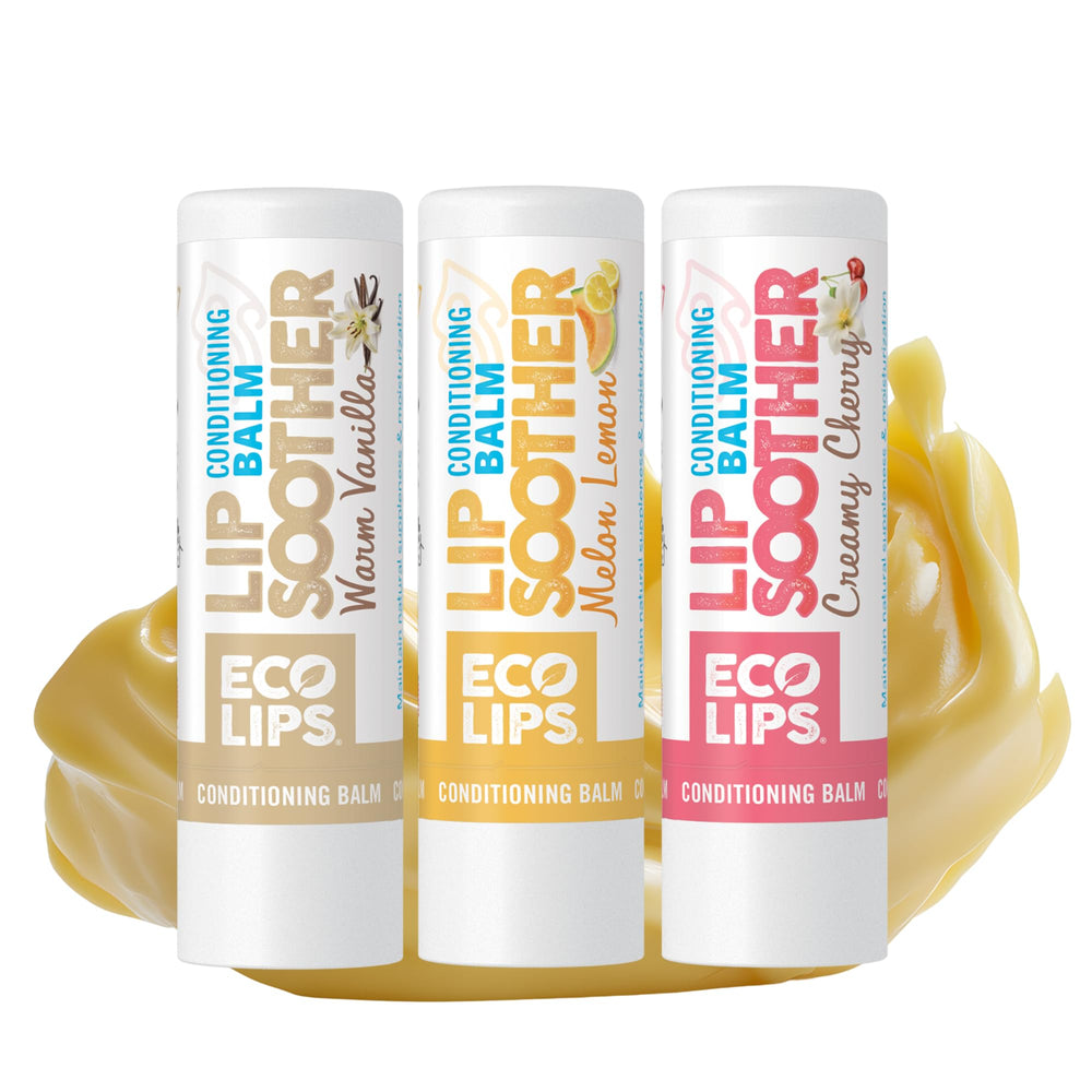 Eco Lips Conditioning Lip Soother three-pack on shelf for daily hydration