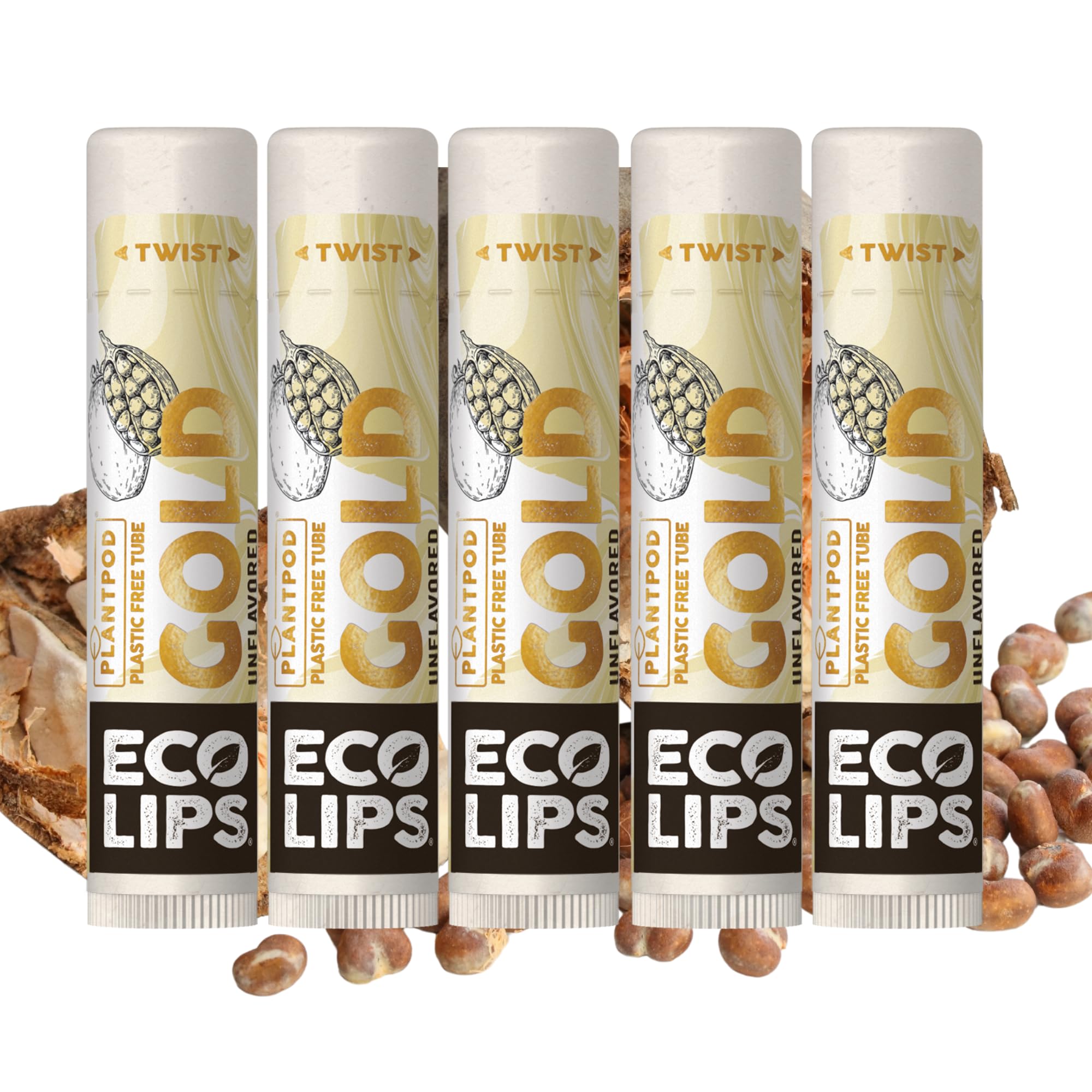 Eco Lips GOLD baobab oil close-up for deep hydration on dry lips