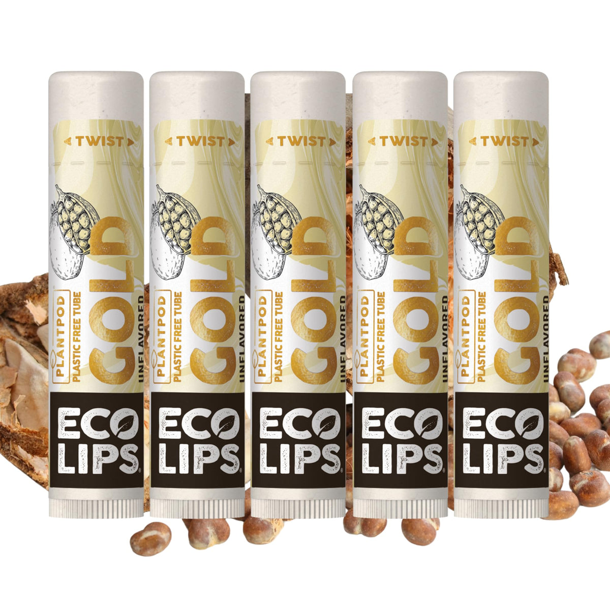 Eco Lips GOLD baobab oil close-up for deep hydration on dry lips