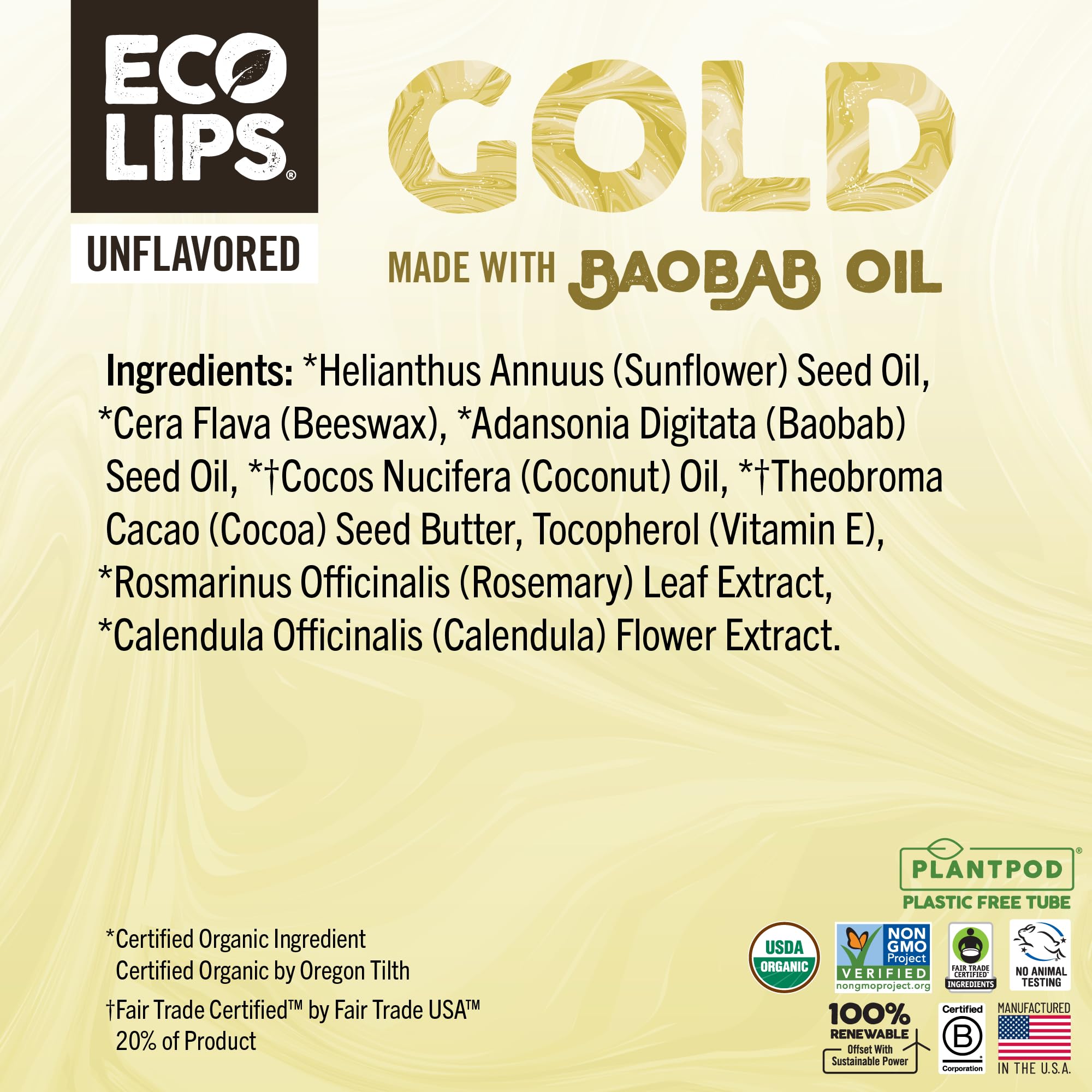 Eco Lips GOLD eco-friendly packaging on bathroom shelf
