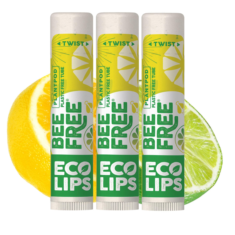 Eco Lips Lemon Lime lip balm 3-pack front view for on-the-go hydration.
