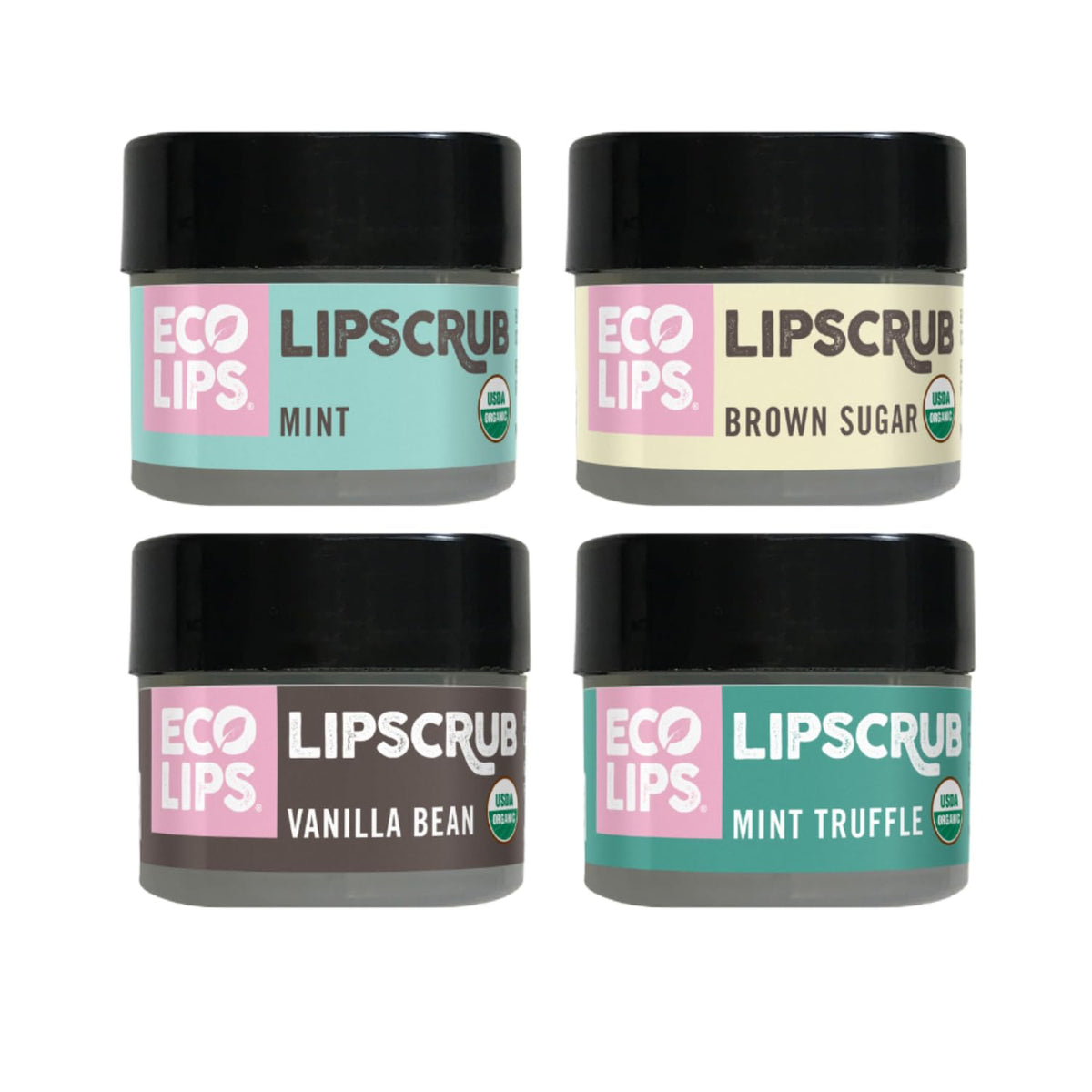 Eco Lips Lip Sugar Scrub 4-Pack: four jars for exfoliation and smoothing lips