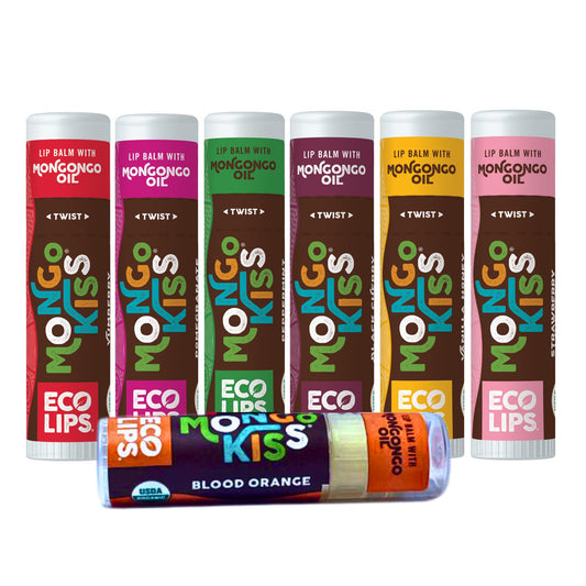 Eco Lips Mongo Kiss Blood Orange balm for daily moisture and refreshing scent.
