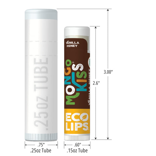 Eco Lips Mongo Kiss tube front showing minty balm for quick moisture.