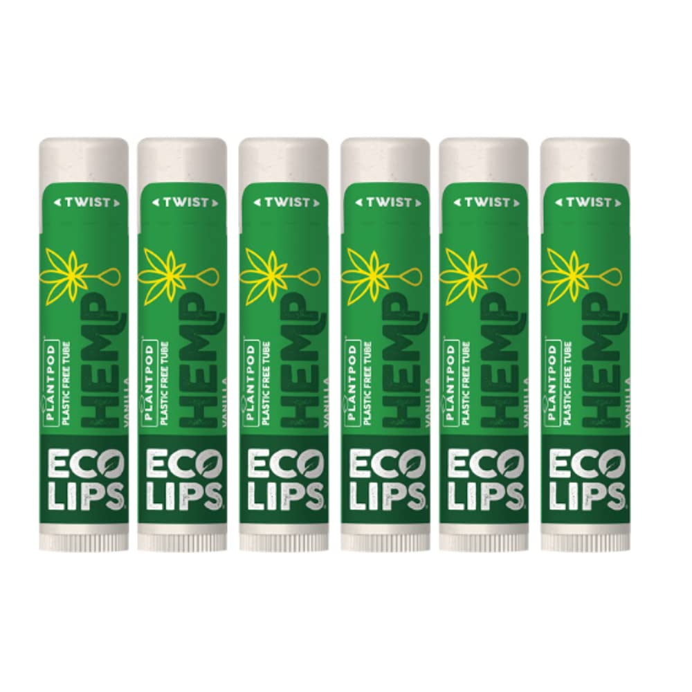 Eco Lips organic hemp lip balm vanilla 6-pack for daily moisture
