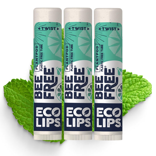 Eco Lips Sweet Mint 3-pack full tubes offer convenient vegan lip care for daily use.