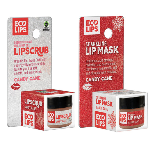 Eco Lips vanilla mint candy cane lip mask tin with sparkling finish for hydration