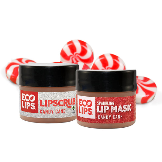 Eco Lips vanilla mint candy cane lip scrub jar for gentle exfoliation and smoother lips