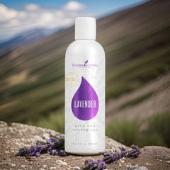 Eco-packaging recyclable container of Young Living bath gel promotes sustainability.