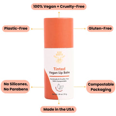 Compostable packaging highlights ECO ROOTS zero-waste lip care.