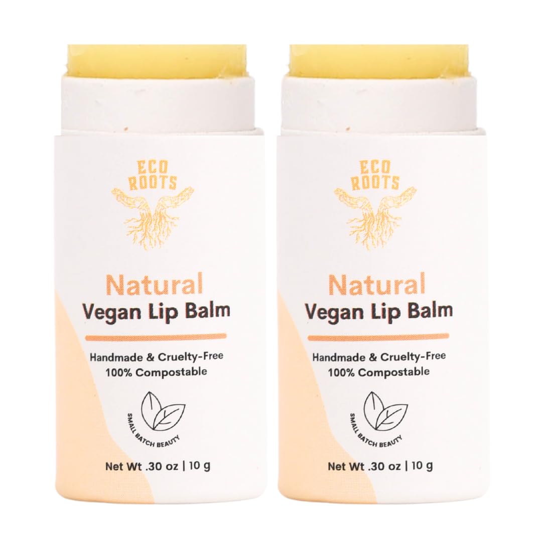 ECO ROOTS natural lip balm 2 pack for long-lasting hydration.