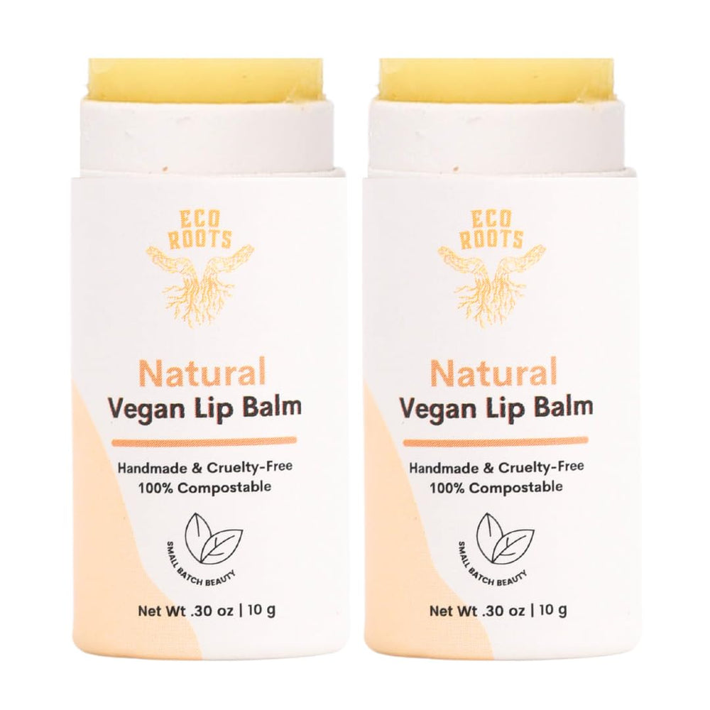 ECO ROOTS natural lip balm 2 pack for long-lasting hydration.