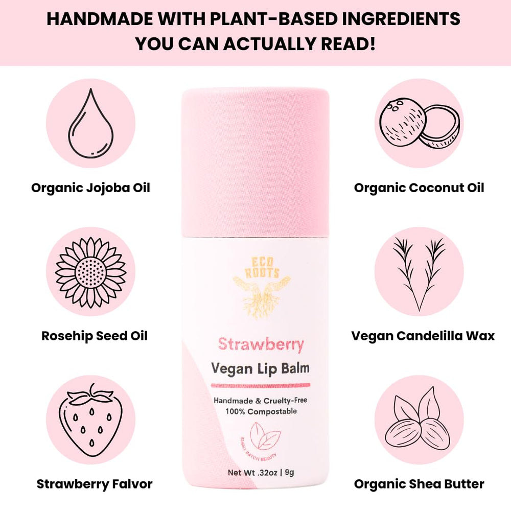 Close-up view of vegan, organic lip balm with coconut oil for daily moisture.