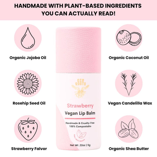 Close-up view of vegan, organic lip balm with coconut oil for daily moisture.