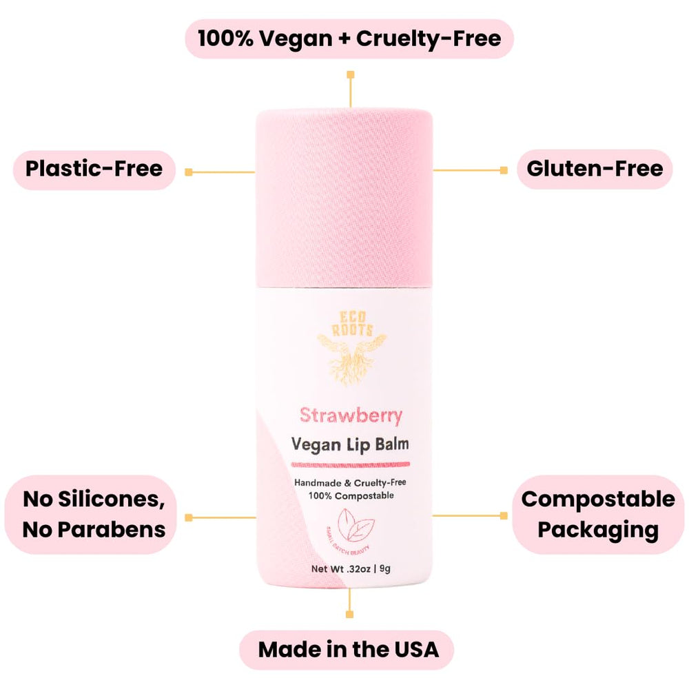 Compostable packaging highlights zero-waste design for eco-conscious lip care.