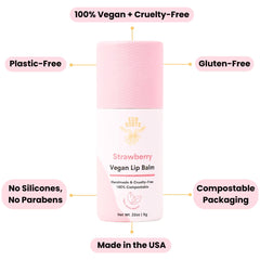Compostable packaging highlights zero-waste design for eco-conscious lip care.