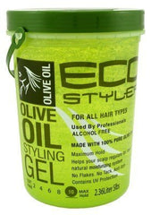 Eco Style Olive Oil Styling Gel with 5 lb packaging for flexible hold and shine.