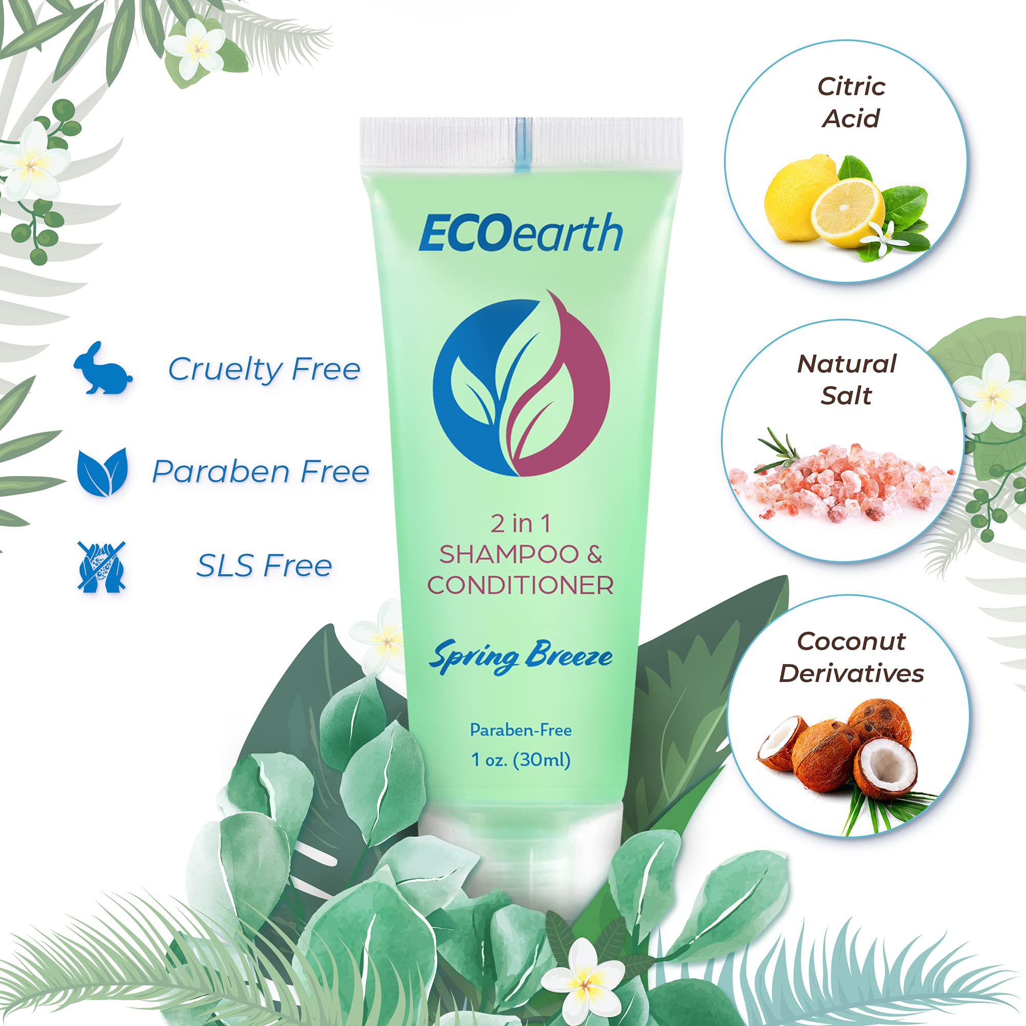 EcoEarth 100-pack travel toiletries bulk packaging for guest rooms.