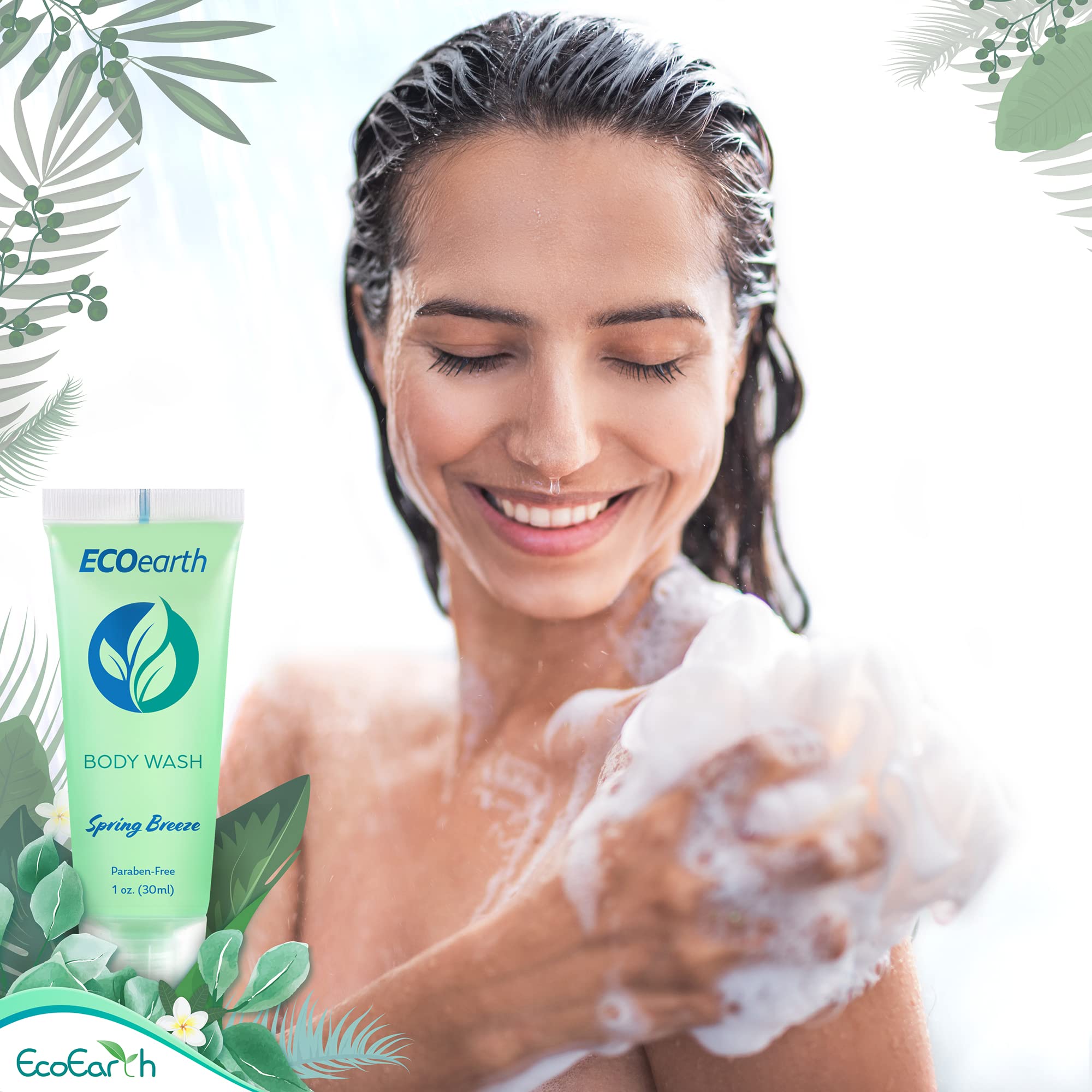 Close-up of EcoEarth Spring Breeze bottle with relaxing herbal floral notes