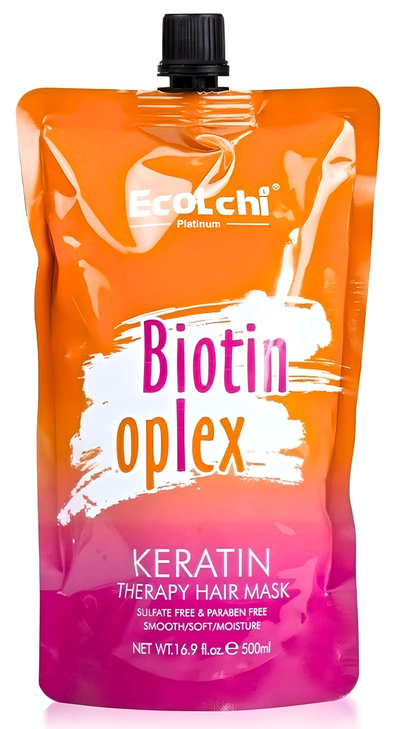 EcoLchi Biotin Oplex Keratin Hair Mask XL packaging shows value and size