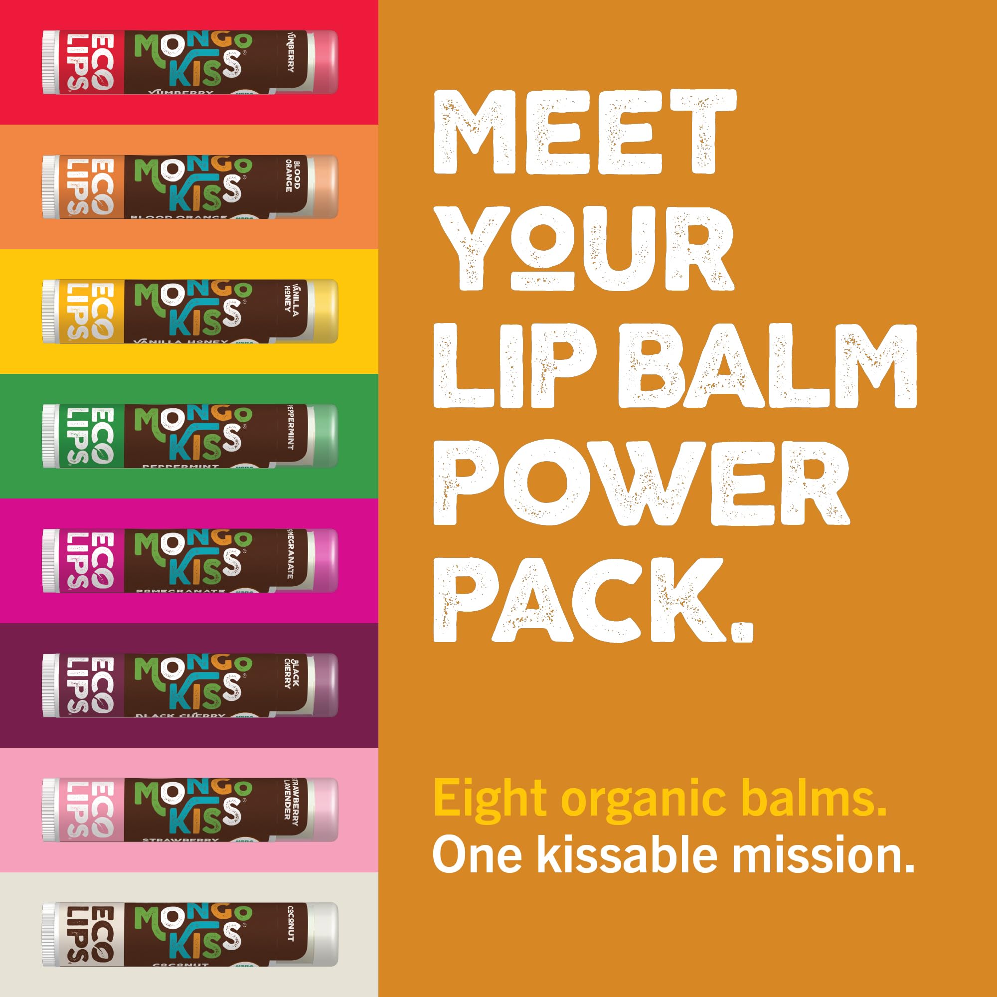 Eco Lips Mongo Kiss organic ingredients underline safe, high-quality lip care.