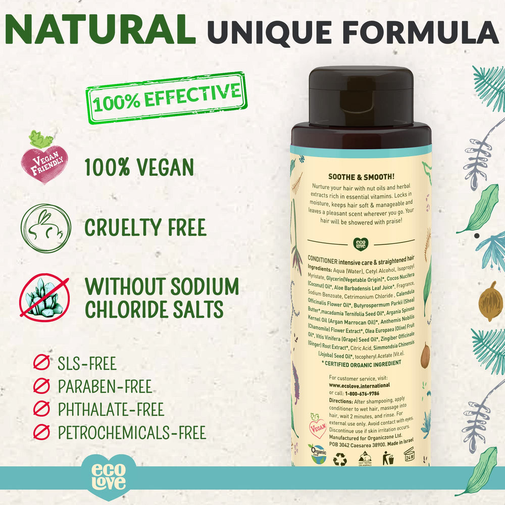 ecoLove deep-conditioning bottle pour demonstrates easy application for even coverage.