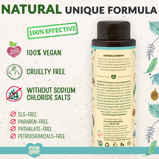ecoLove deep-conditioning bottle pour demonstrates easy application for even coverage.