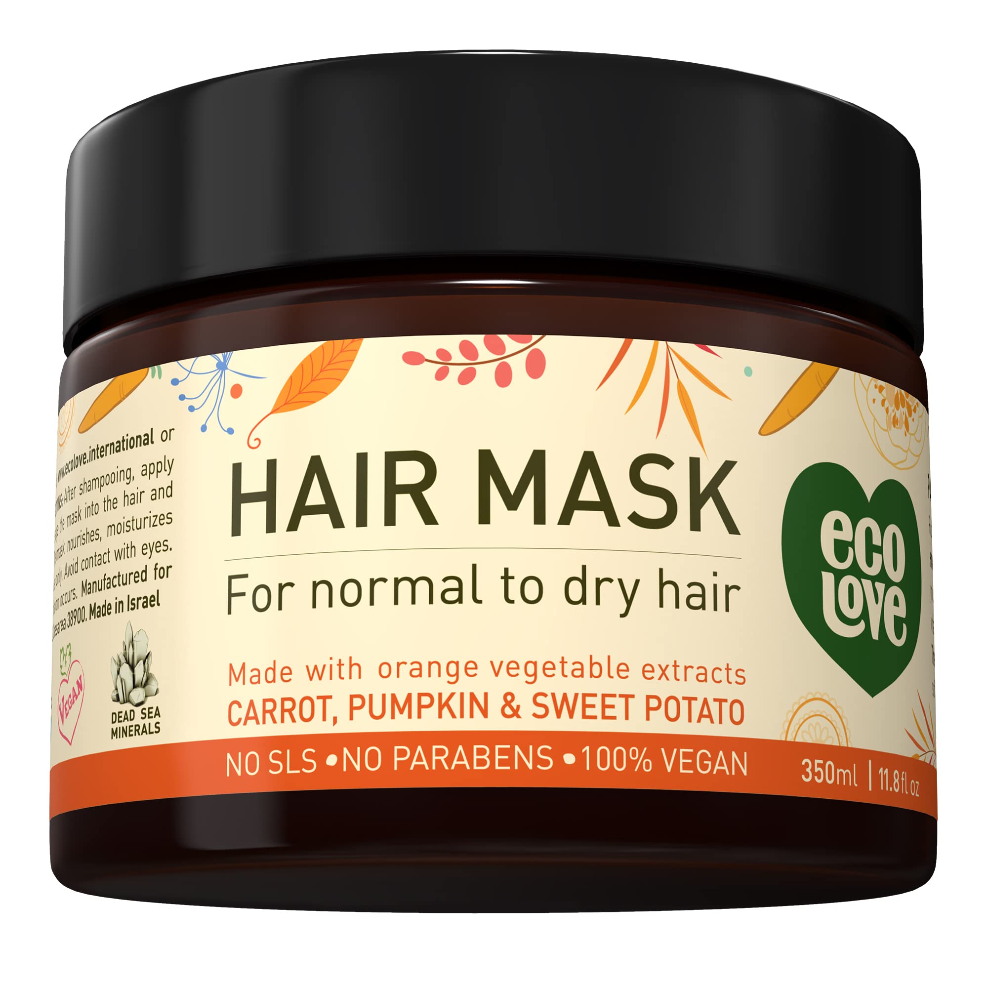 EcoLove Hair Mask orange collection focus nourishes dry, damaged, and curly hair.