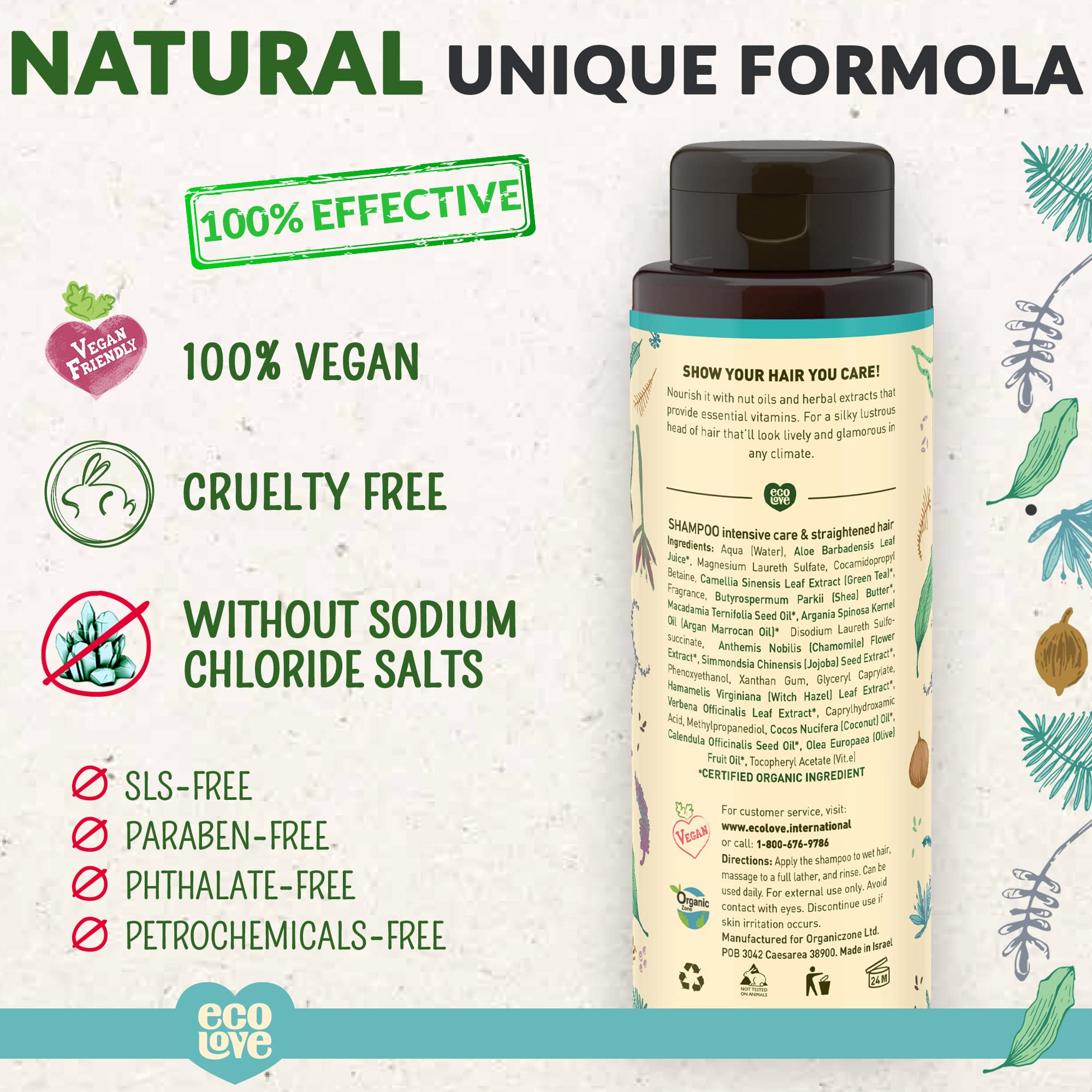 ecoLove shampoo foaming close-up shows rich lather and gentle cleansing