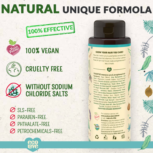ecoLove shampoo foaming close-up shows rich lather and gentle cleansing
