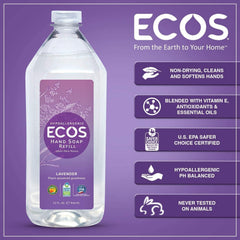 ECOS Lavender Hand Soap Refill bottle-side view showcases compact design for home dispensers.