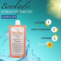 Ecoslay bottle close-up showing define and shine formula in action