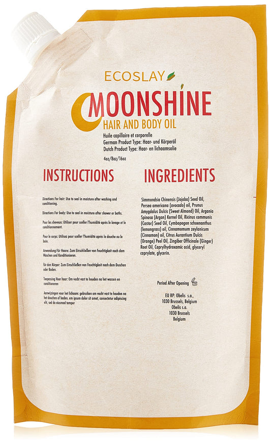 Ecoslay Moonshine oil bottle pour for easy hair and skin moisture