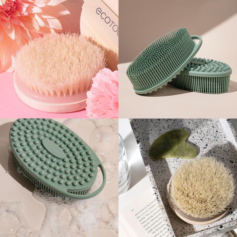 EcoTools silicone scrubber built-in handle for easy hanging